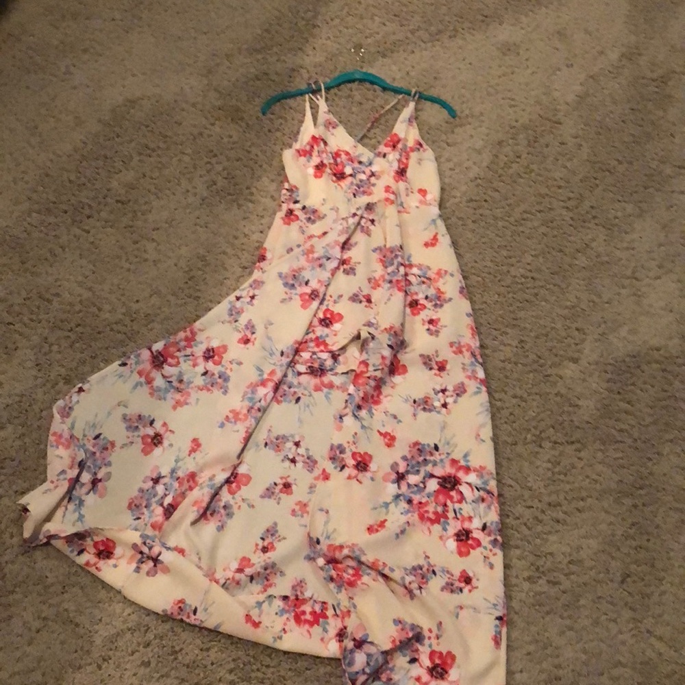 Floral romper with outer skirt